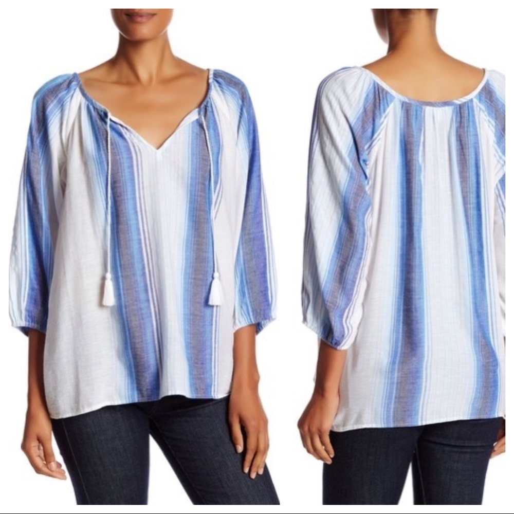 Joie Legaspi Split Neck Tunic Stripe Blouse - XS